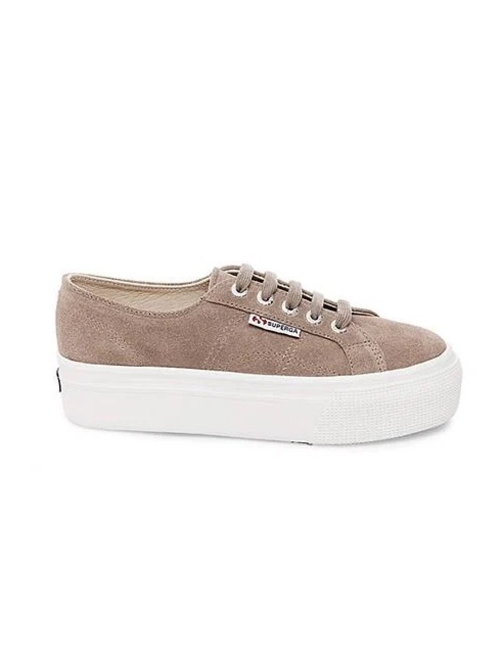 Superga Women's Suede Platform Sneaker in Taupe